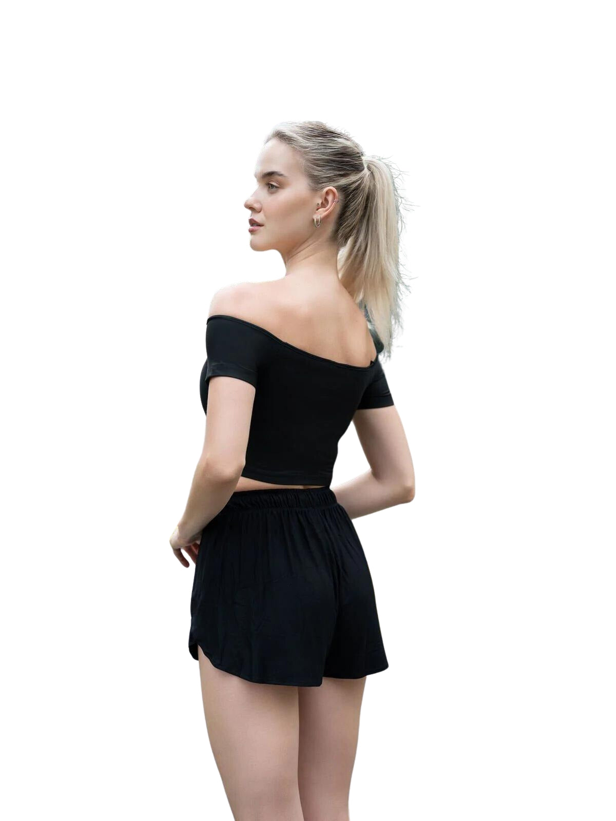 084 ComfortLux Off Shoulder Camise en negro