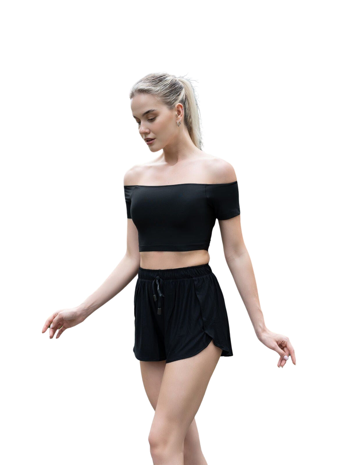 085 Comfortlux Off Shoulder T-shirt in black