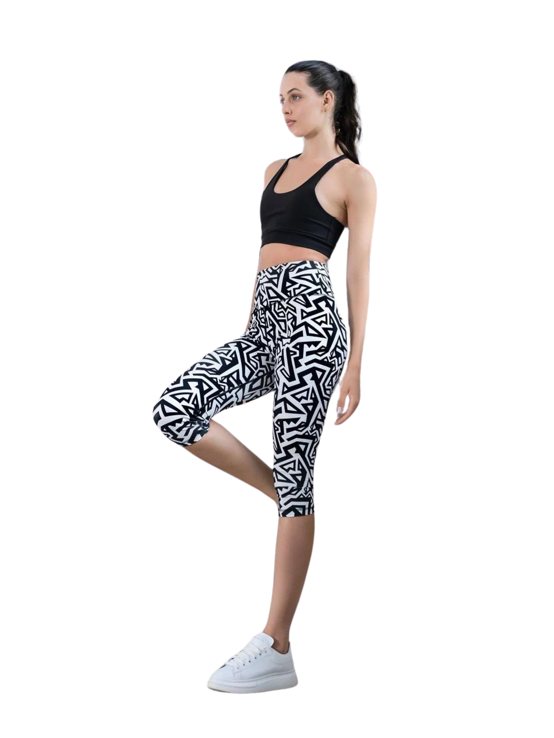 941 Leggings capri en noir et blanc