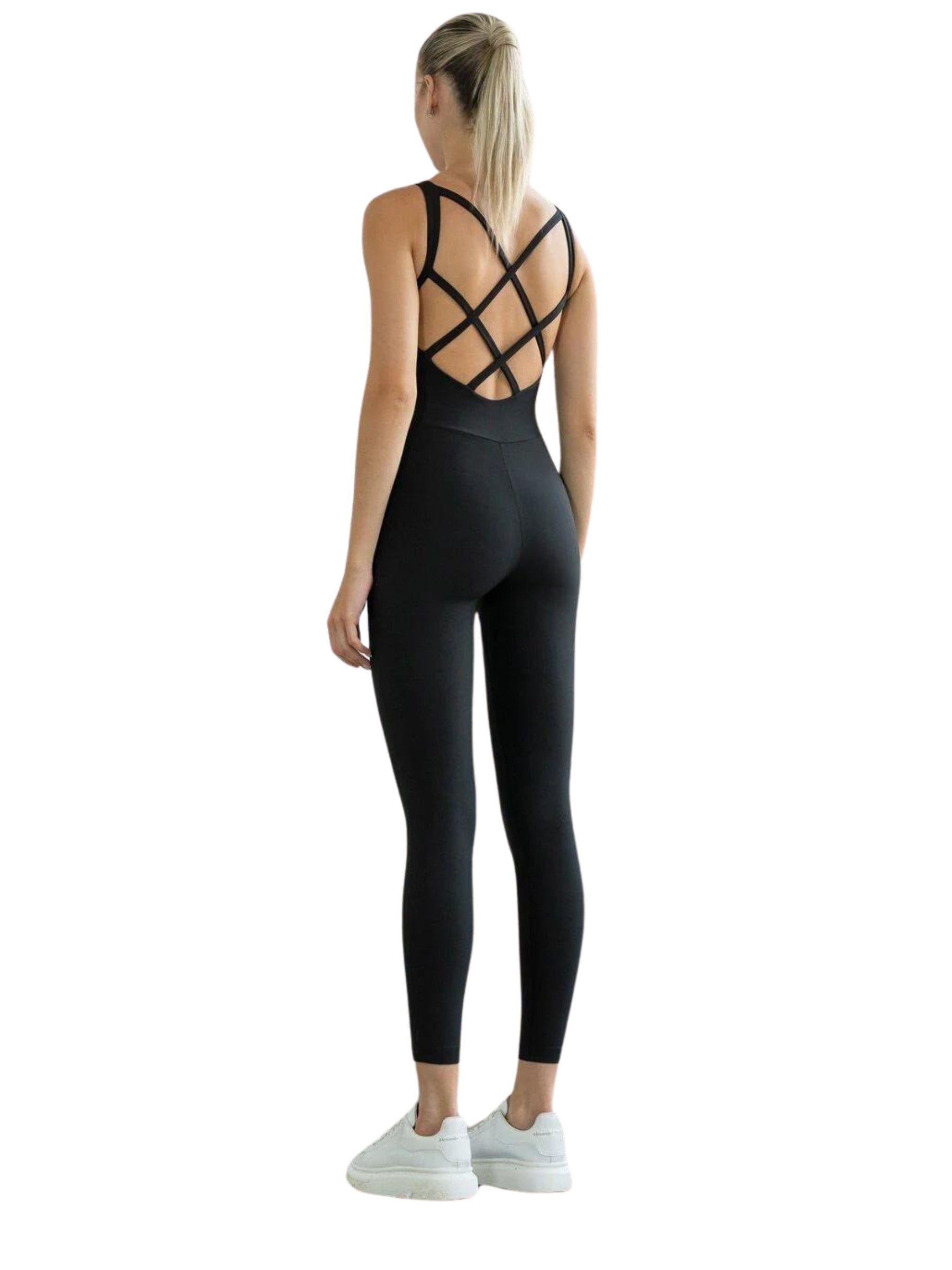 2100 Double cross jumpsuit in black