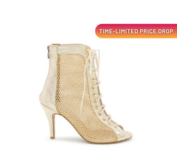 Halley heels dance shoes in gold glitter