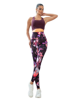 413 Leggings taille haute en rose-noir