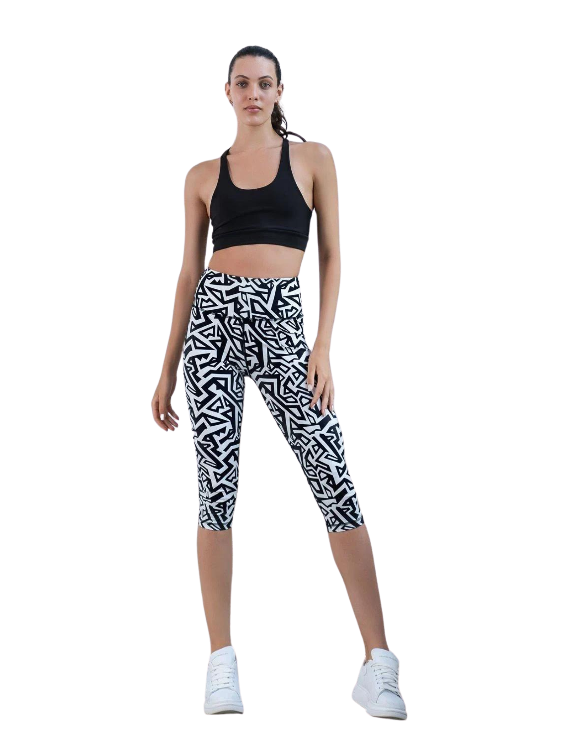 941 Leggings Capri en noir et blanc