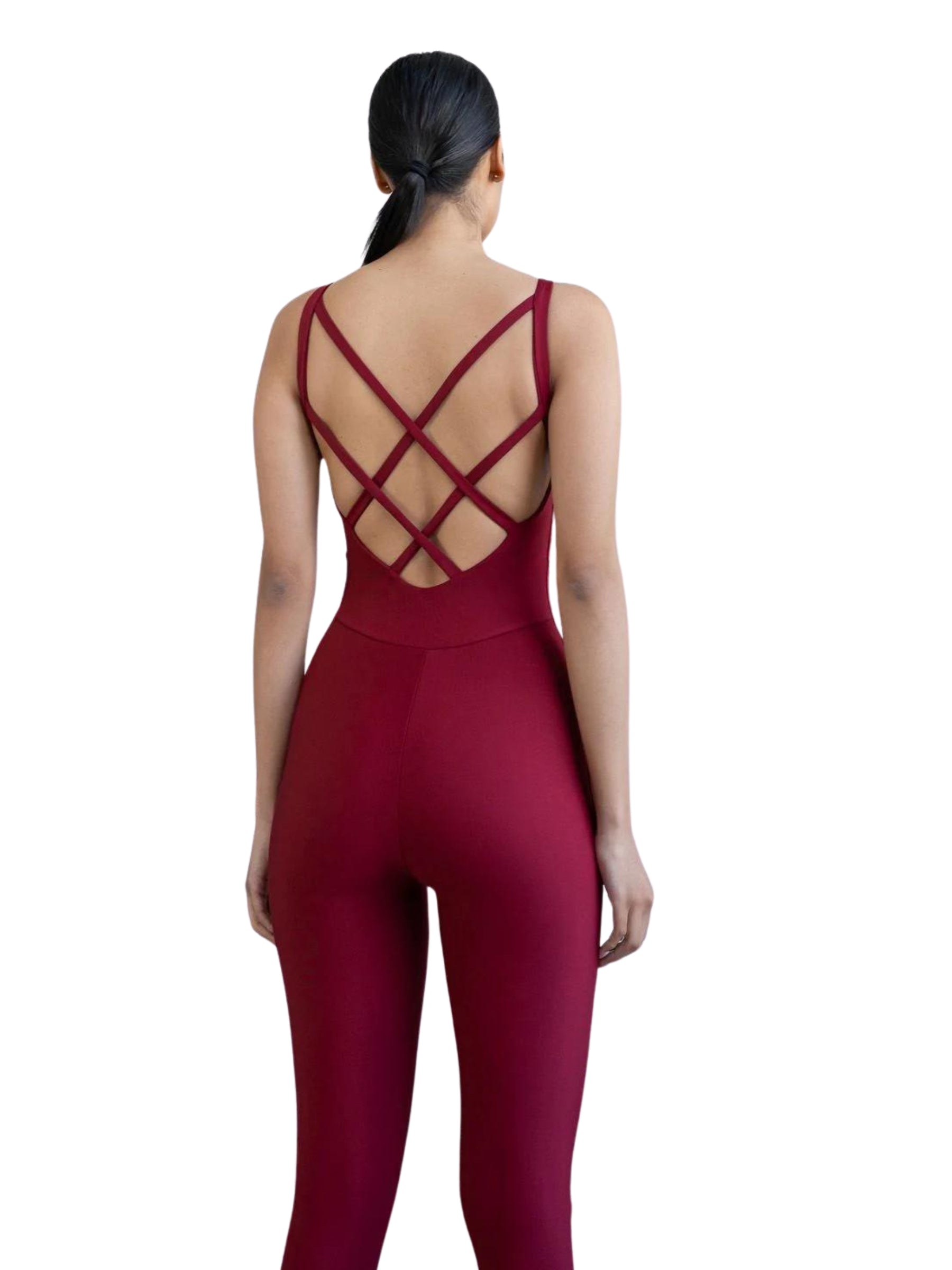 2101 Double Cross Jumpsuit in Bordeaux