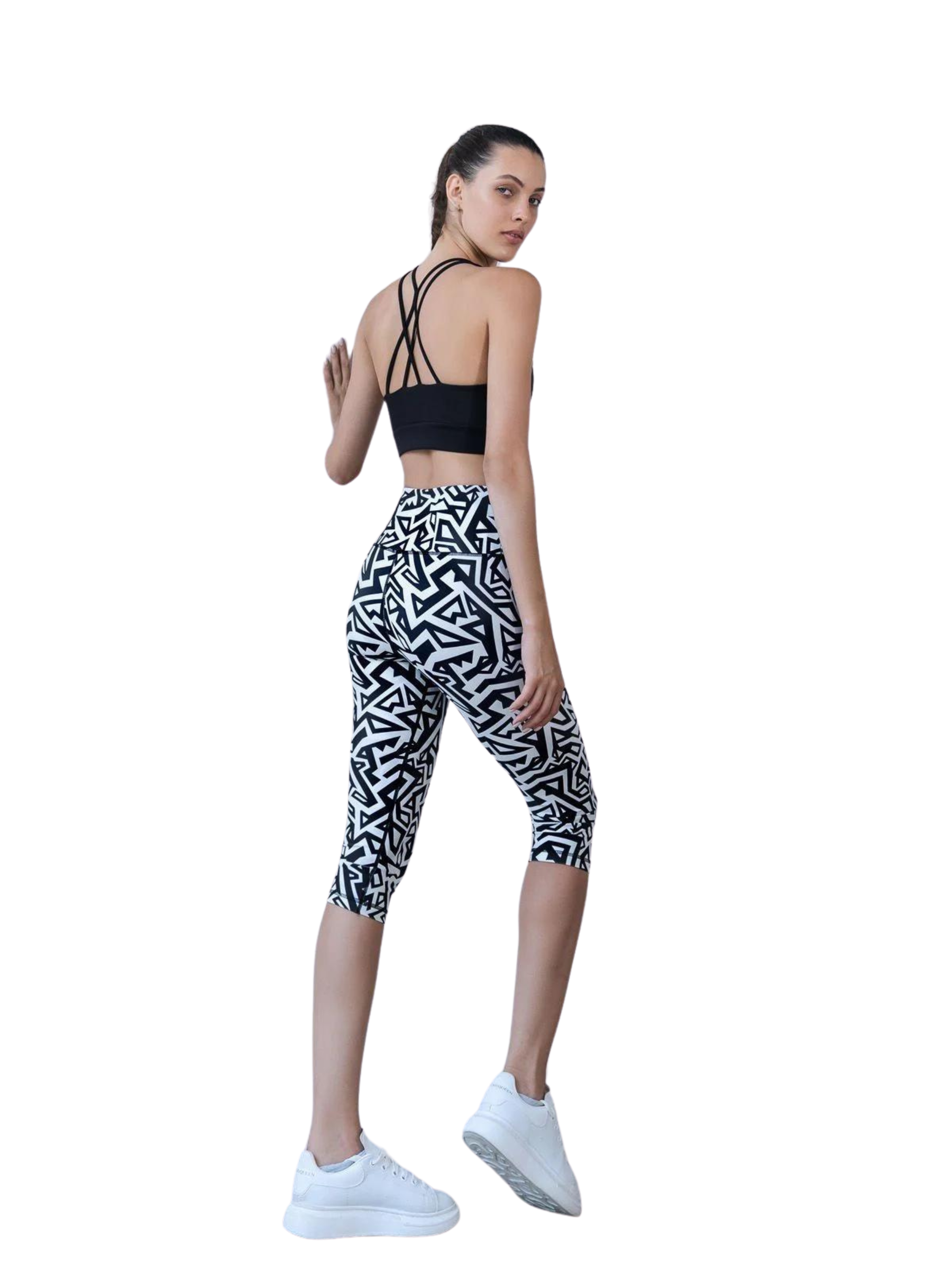 941 leggings capri en blanco y negro