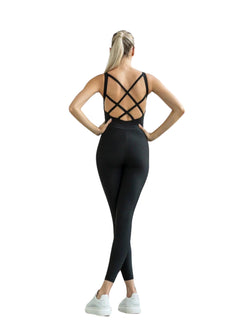 2100 Double cross jumpsuit in black