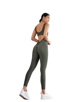 1402 Scrunch Butt Jumpsuit in Khaki