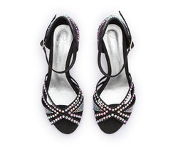 DQ L3M dance shoes in black with rhinestones