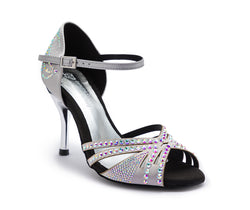 Scarpe da ballo DQ L3M in argento con strass