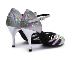 DQ L3M Chaussures de danse en argent avec strass