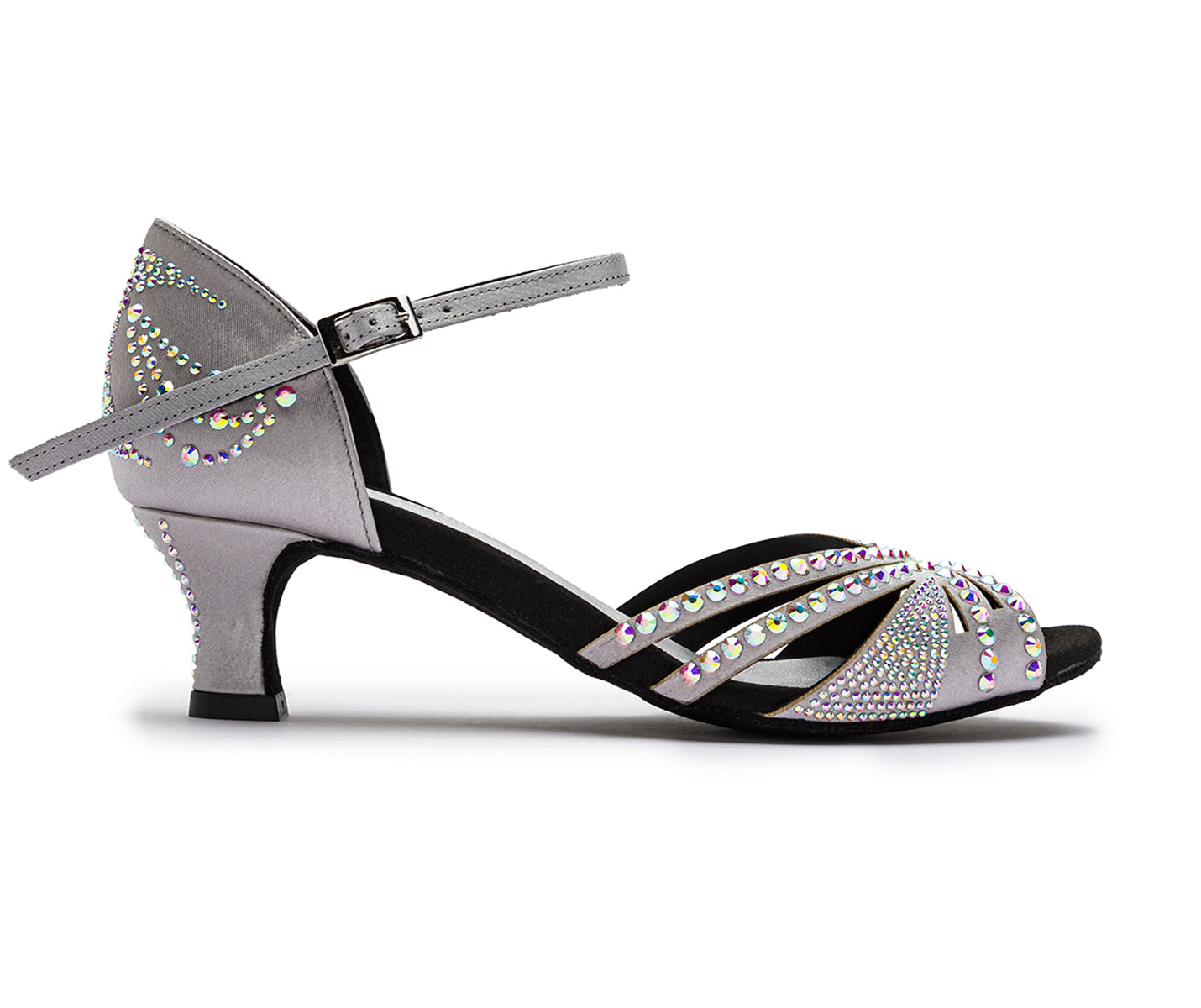 DQ L3M dance shoes in silver with rhinestones