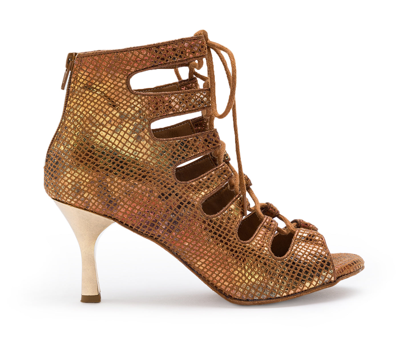 Electra dance shoes in bronze Piton