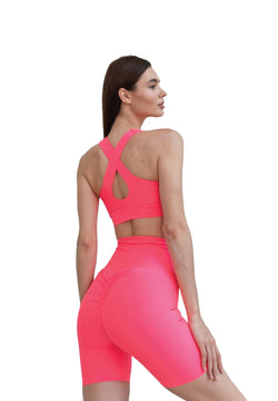 8004 Short Scrunch Butt en rose fluo