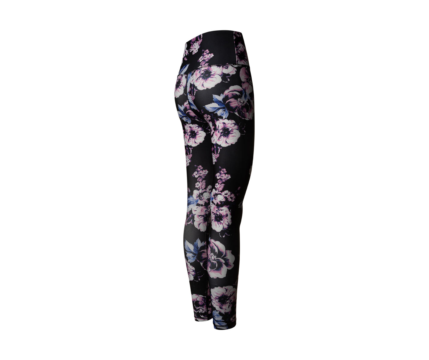 334 Leggings taille haute en noir, bleu, rose fleuri