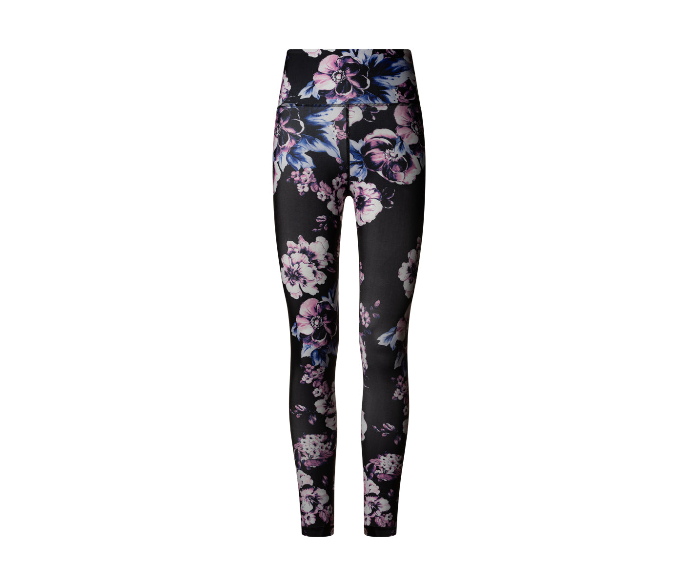 334 Leggings a vita alta in nero, blu e rosa a fiori