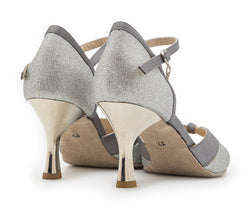 Chaussures de danse carina en satin en argent