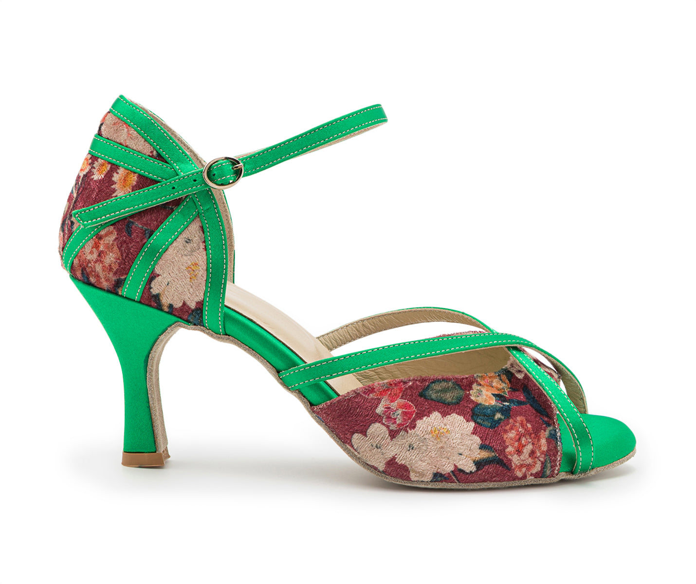 Zapatos de baile de Nao en verde con patrones de flores