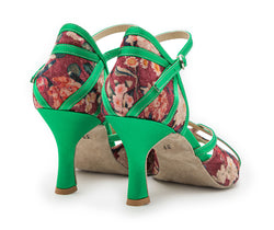 Zapatos de baile de Nao en verde con patrones de flores