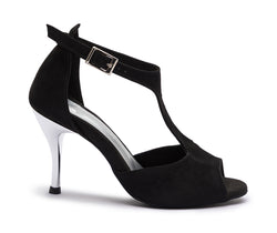 DQ1001 Dance shoes in black with suede sole