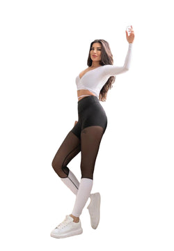 1004 leggings extra de cintura alta en blanco y negro