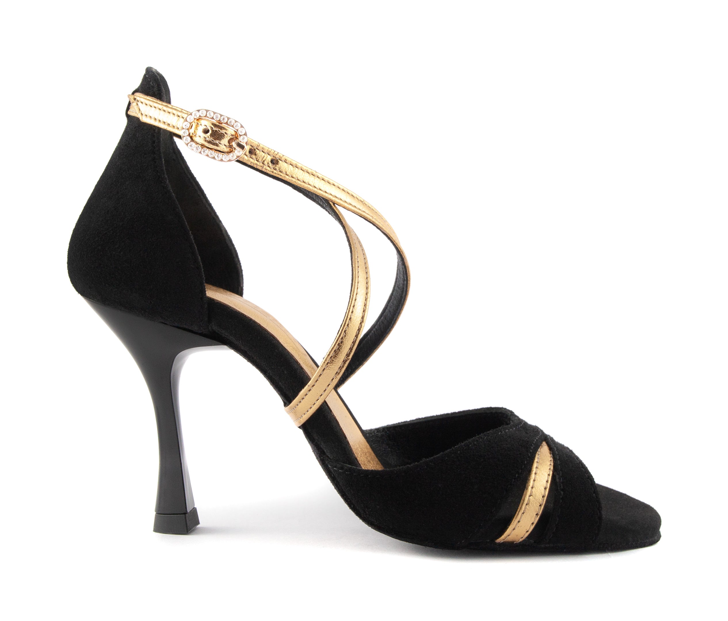 Scarpe da ballo in pelle PD816 in oro nero