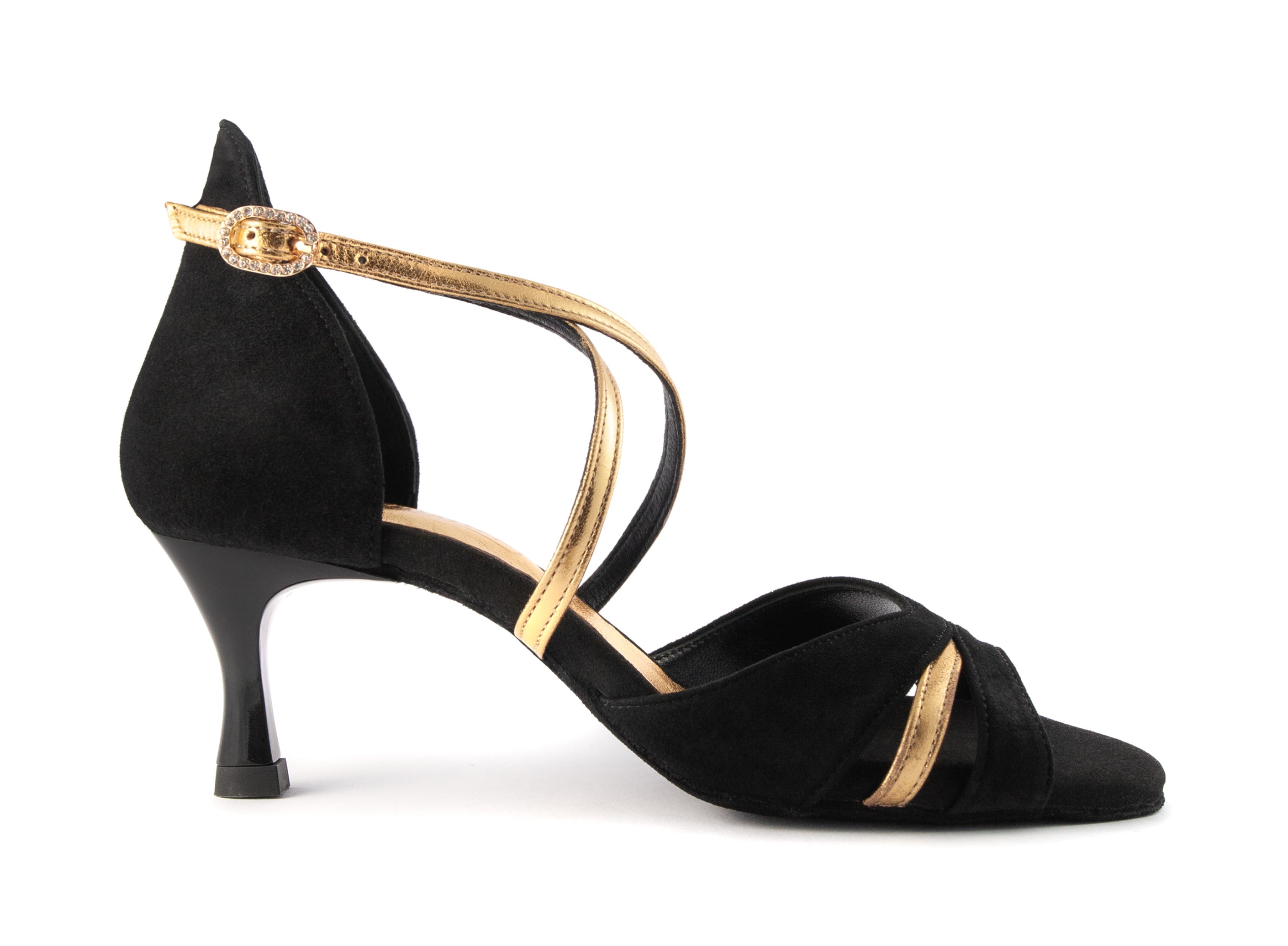 PD816 leather dance shoes in black gold