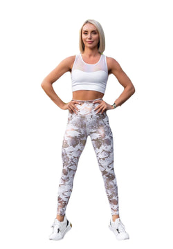 1137 Leggings in pelle in oro e Weiss