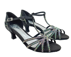 L9 Tanzschuhe in Black Satin Strass