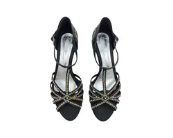 L9 Tanzschuhe in Black Satin Strass