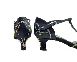 L9 Tanzschuhe in Black Satin Strass