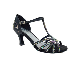 L9 dance shoes in black satin rhinestone