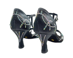 L9 Chaussures de danse en satin noir strass