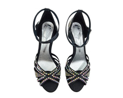 743 / L3 Zapatos de baile en negro con strass