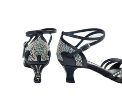 743 / L3 Chaussures de danse en noir avec strass