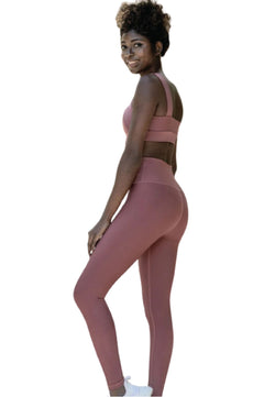 1100 Ve Waist Leggings in Dark Rose