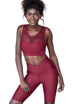 202 Sport Bra Tulle Detailed in Bordeaux