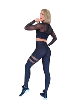 913 Tulle Detailed Sport Leggings in Schwarz