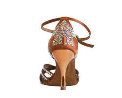 743 / L3 Tanzschuhe in RASO TAN STRASS