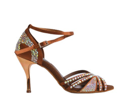 743 / L3 Tanzschuhe in RASO TAN STRASS