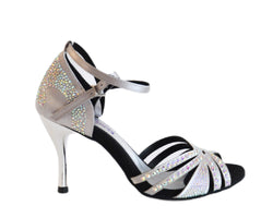 743 / L3 Scarpe da ballo con strass argento