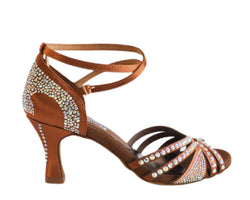 743 / L3 Tanzschuhe in RASO TAN STRASS