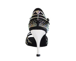 L9 Chaussures de danse en satin noir strass