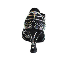 L9 Chaussures de danse en satin noir strass