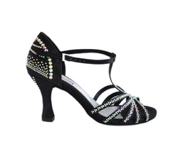 L9 dance shoes in black satin rhinestone