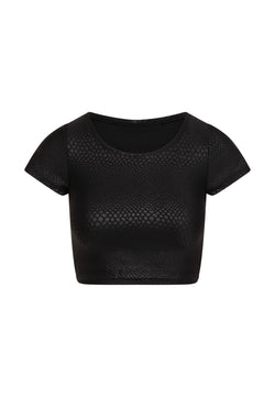 063 T-shirt look cuir en noir