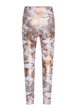 1137 Leather Look leggings in gold & white