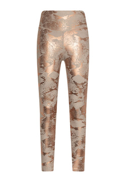 1146 Leather Look Leggings in Gold & Beige