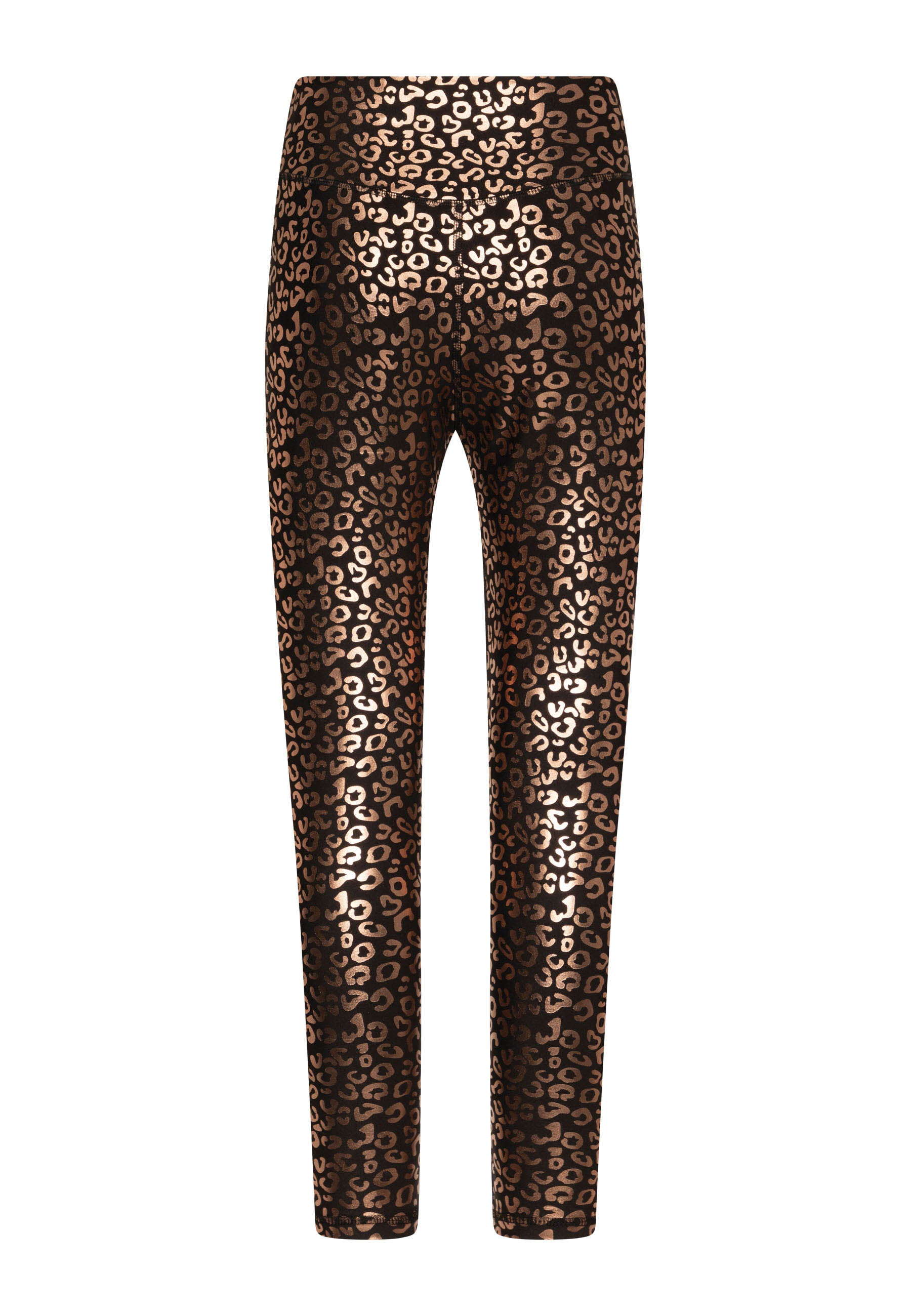 1159 Leggings in pelle in nero e oro