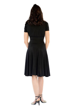 RU5751 Augusta Kurzarm-Kleid in Schwarz