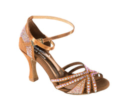 743 / L3 Tanzschuhe in RASO TAN STRASS